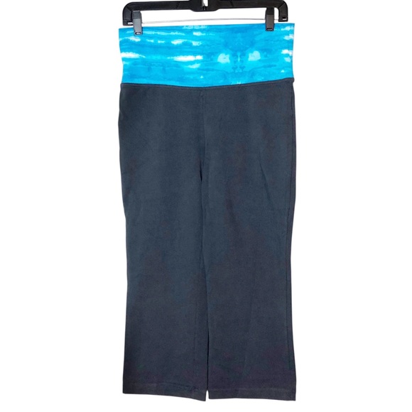 Old Navy Active Gray Capri Yoga Pants Blue TieDye Fold Over Waist  Womens Size S - Picture 2 of 7